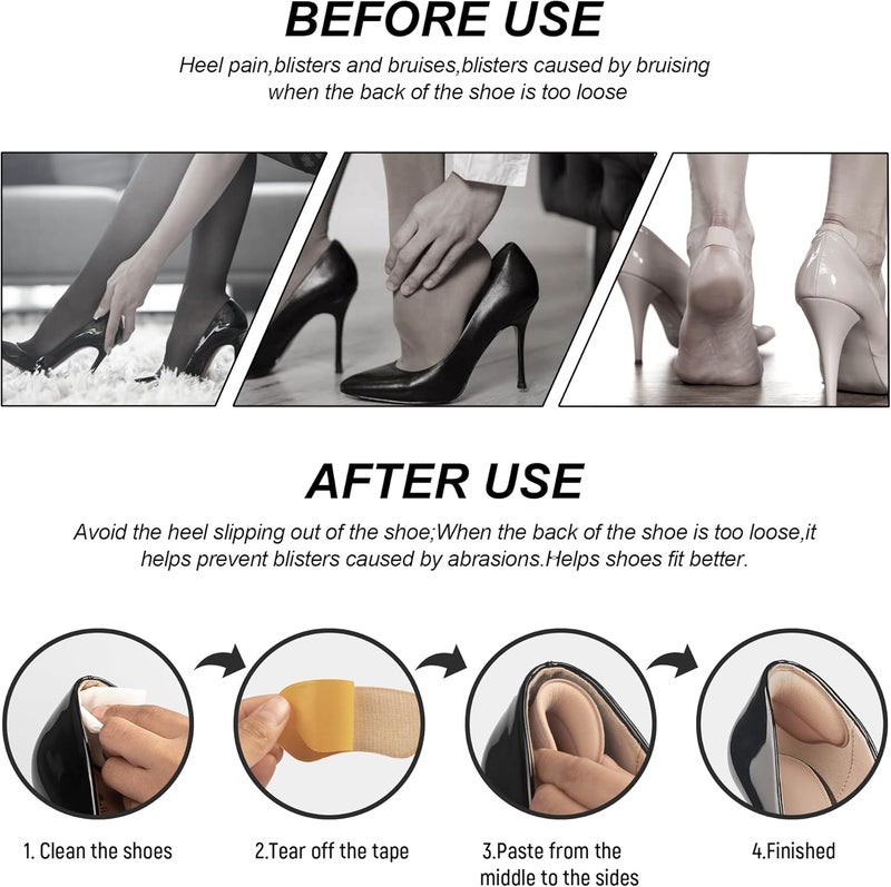 Riootlnm Heel Pads for Shoes That are Too Big, Heel Inserts for Women, Heel Grips for Womens Shoes, Heel Protectors, Heel Cushion Liners for Blisters Loose Shoes, Shoe Fillers (Foam RosybrownBlack 4Pairs) - Image 5